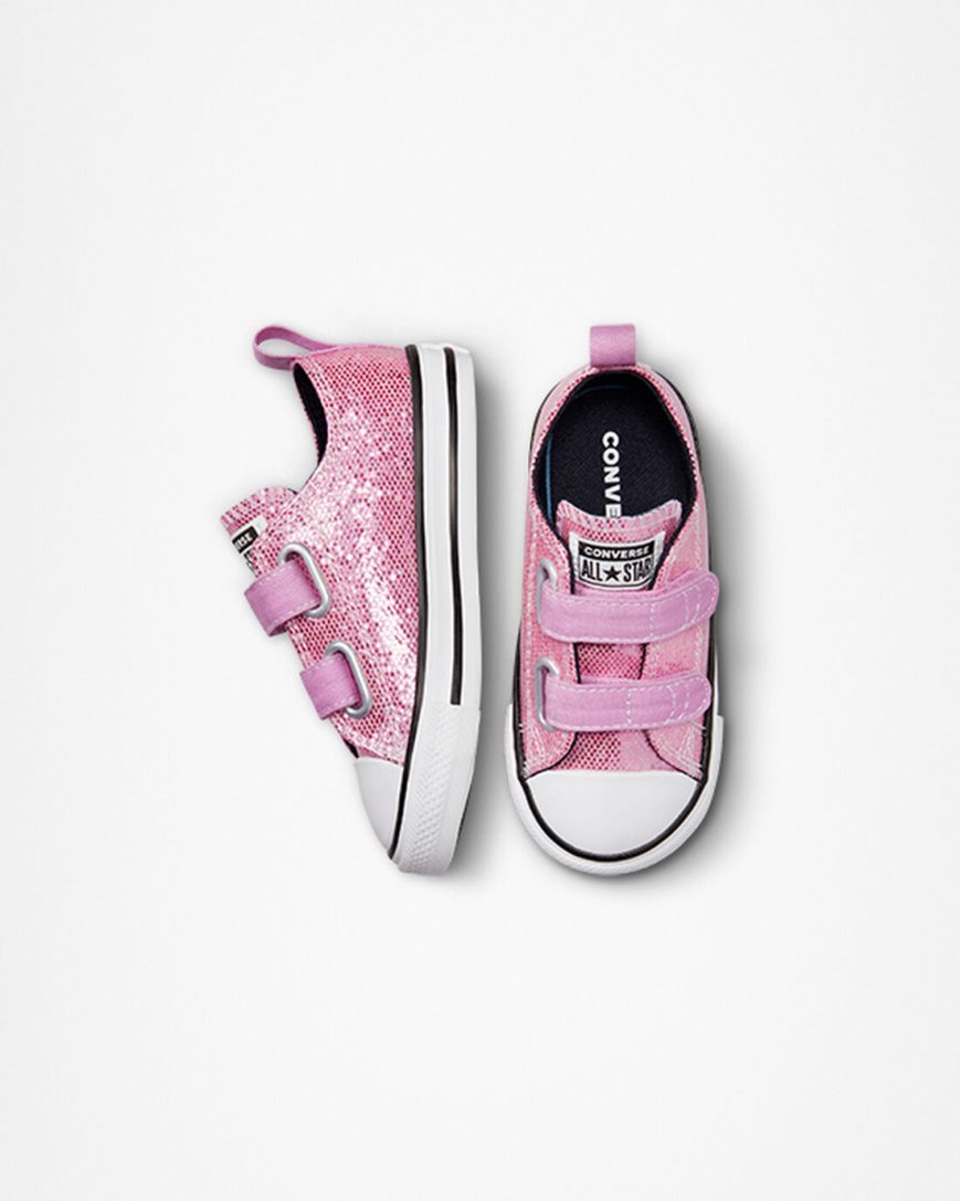 Tenisi Fete Converse Chuck Taylor All Star Easy-On Glitter Roz Negrii | RO PCEQI514